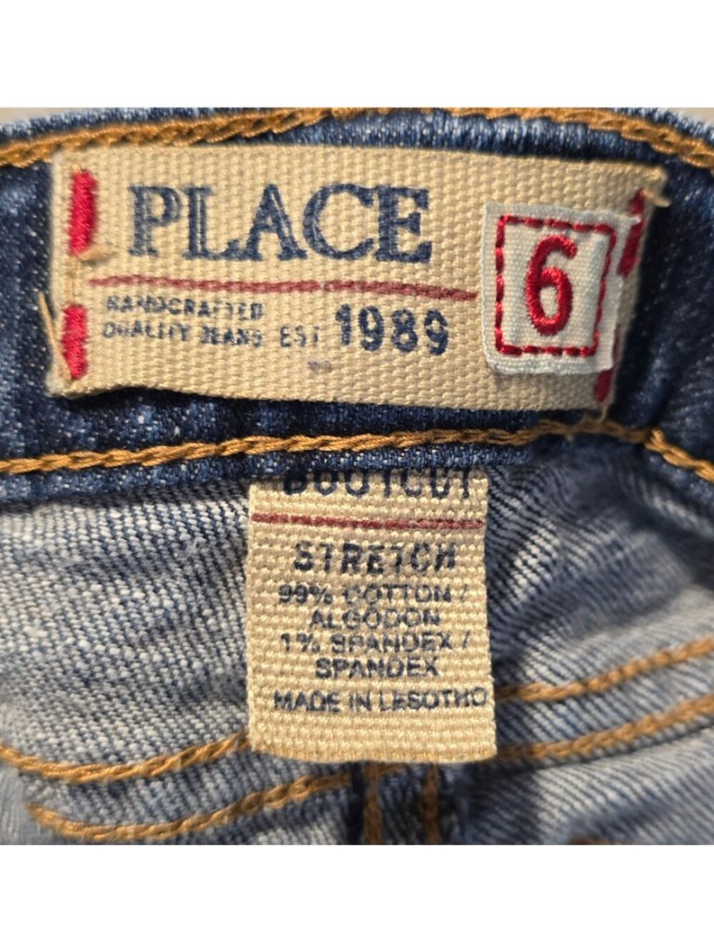 Childrens Place Bootcut Jeans With Ruffle Hem & Butterfly Patch - Picture 4 of 9